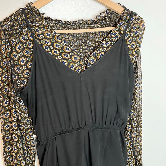 Veronica Beard Womens Sacchi Sheer Printed A Line Dress 2 Black Pleated - Picture 12 of 16